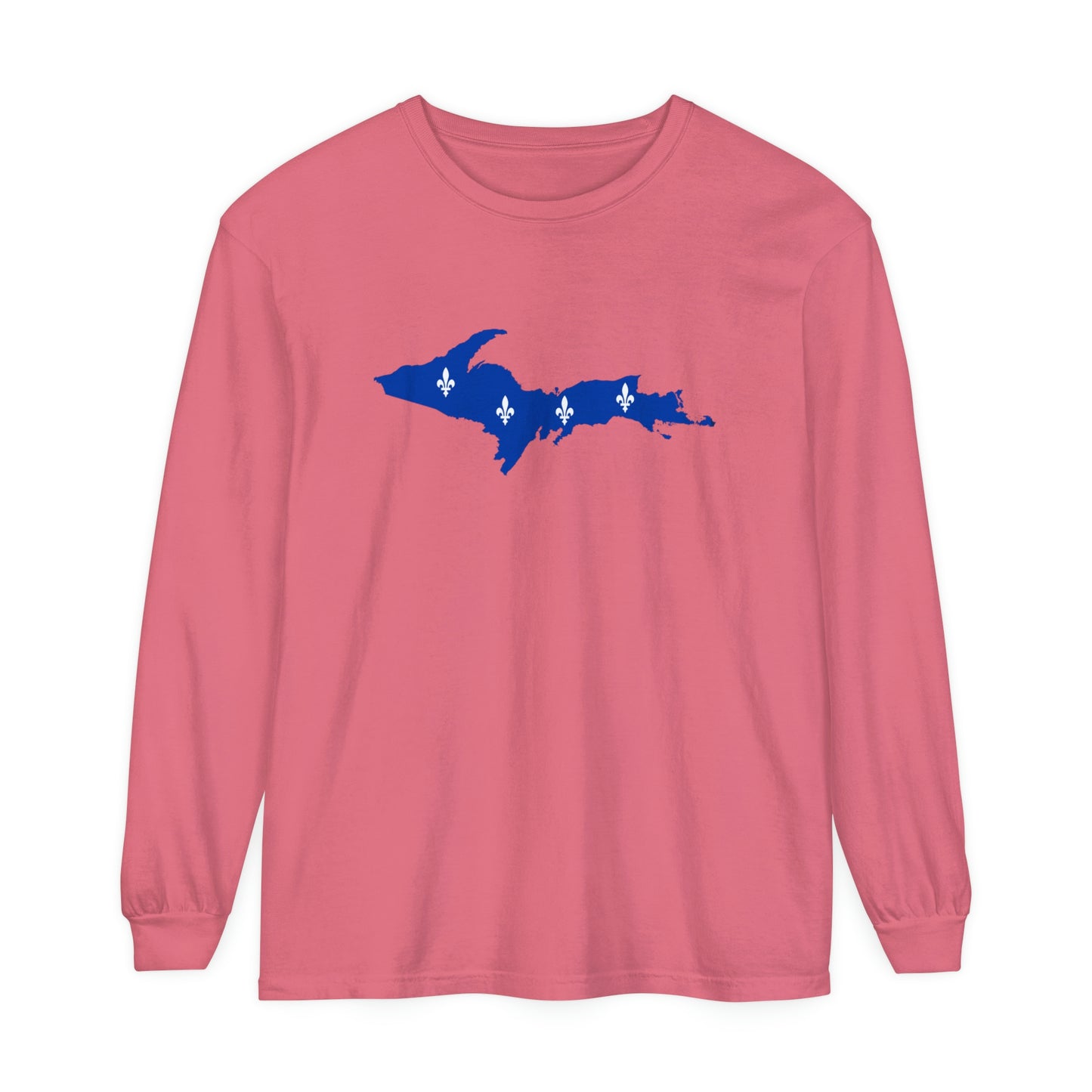 Michigan Upper Peninsula Garment-Dyed T-Shirt (w/ UP Quebec Flag Outline) | Unisex Long Sleeve