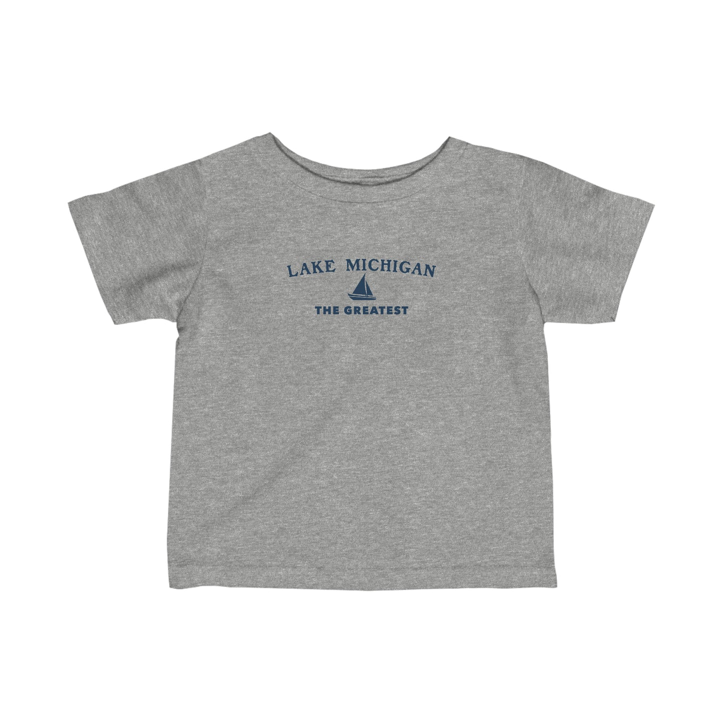 'Lake MIchigan The Greatest' T-Shirt (w/ Sailboat Outline) |  Infant Short Sleeve