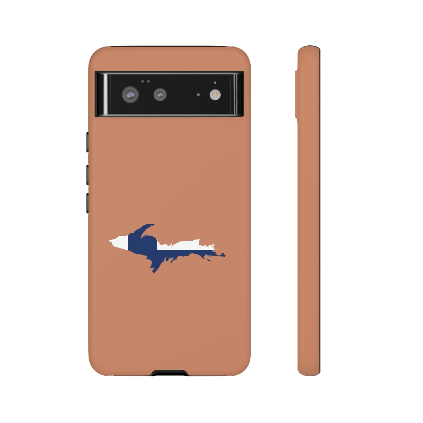 Michigan Upper Peninsula Tough Phone Case ( Copper Color w/ UP Finland Flag Outline) | Samsung & Pixel Android