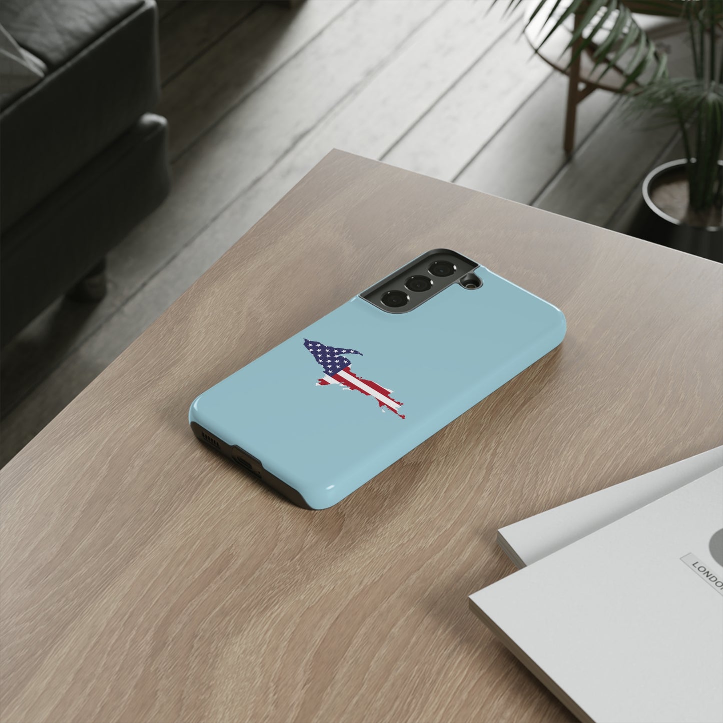 Michigan Upper Peninsula Tough Phone Case ('58 Caddie Blue w/ UP USA Flag Outline) | Samsung & Pixel Android