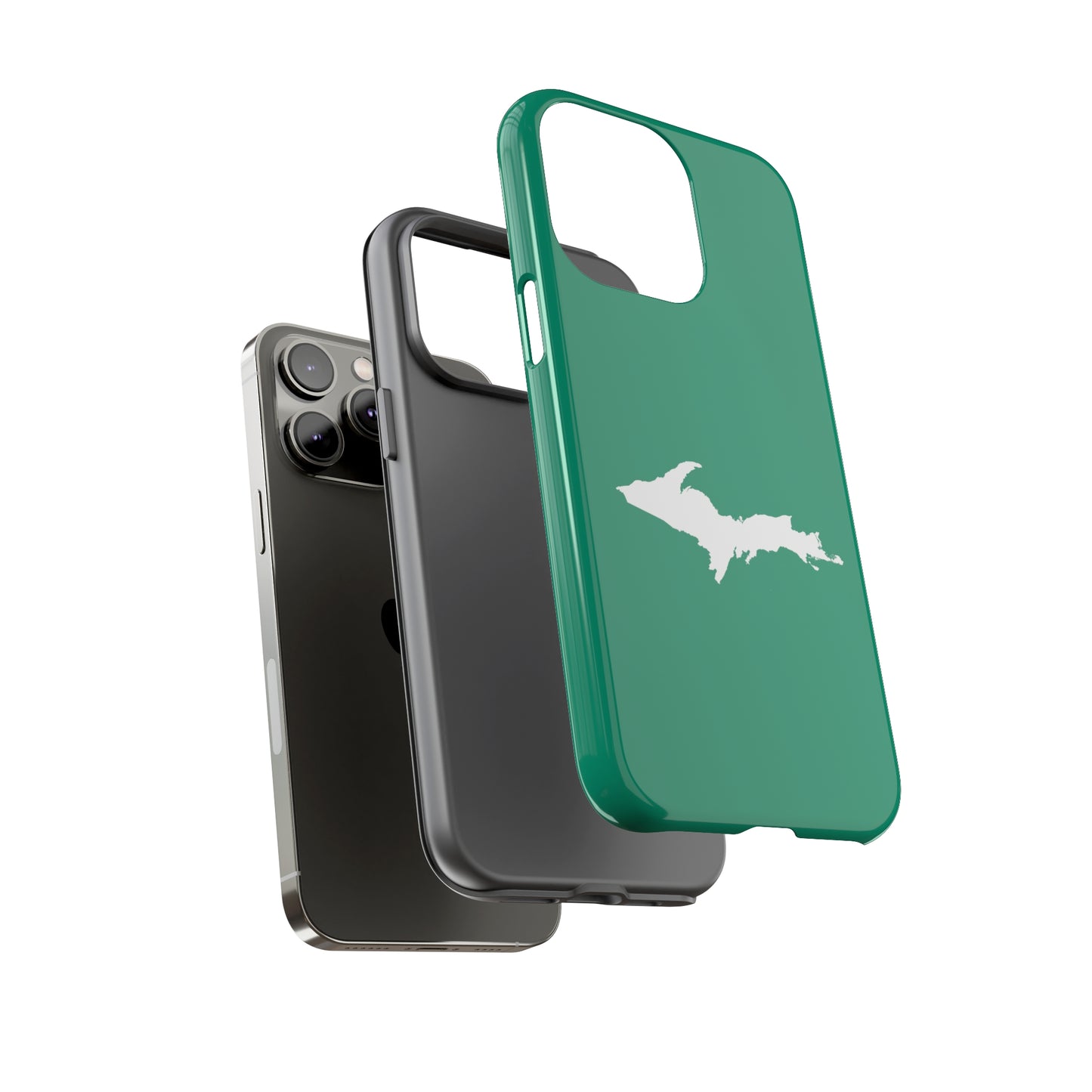 Michigan Upper Peninsula Tough Phone Case (Emerald Green w/ UP Outline) | Apple iPhone