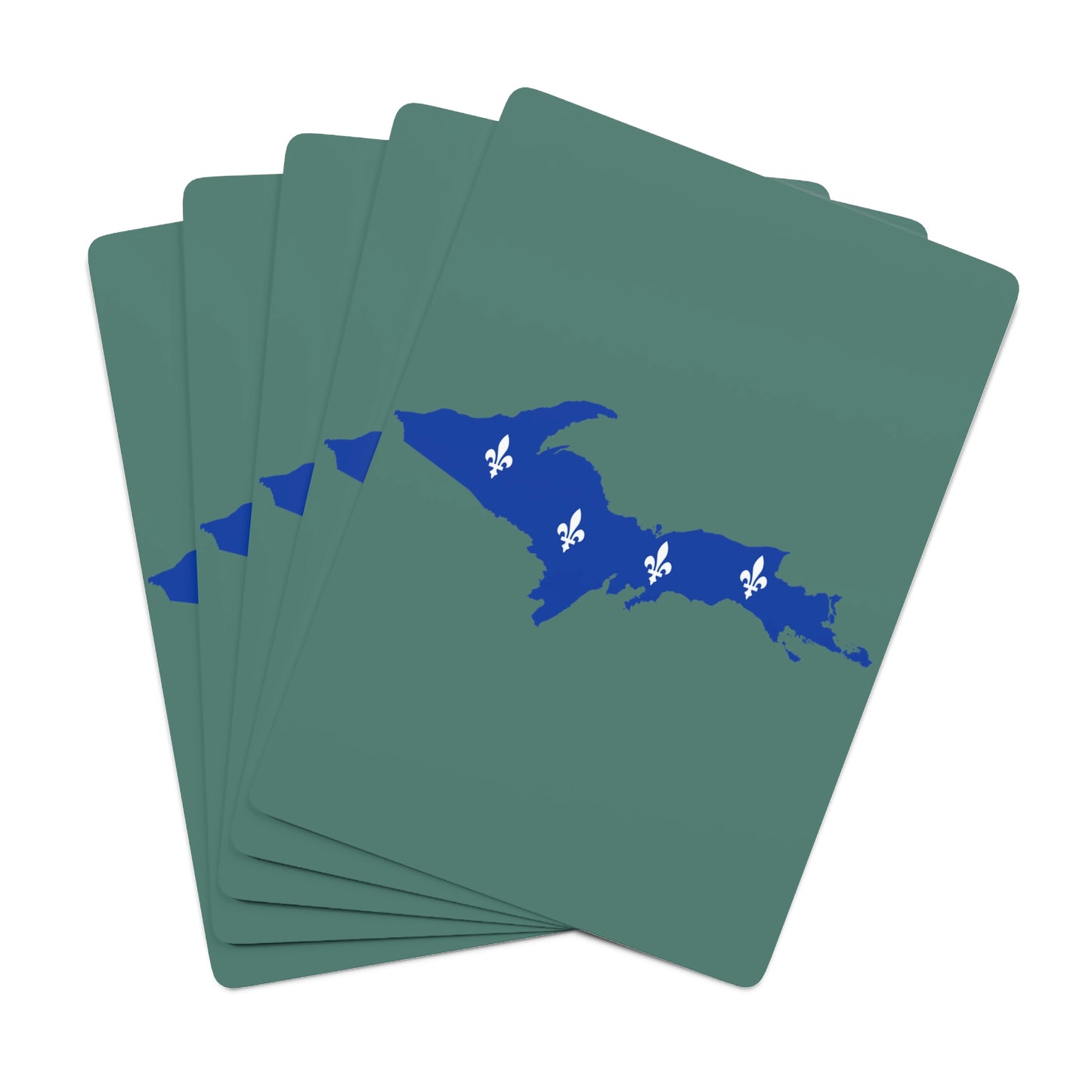 Michigan Upper Peninsula Poker Cards (Copper Green w/ UP Quebec Flag Outline)