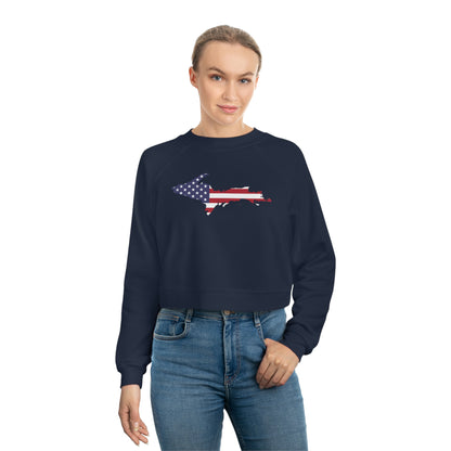 Michigan Upper Peninsula Sweatshirt (w/ UP USA Flag Outline) | Cropped Mid-Length