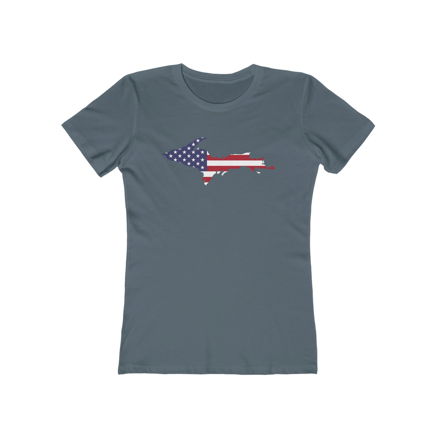 Michigan Upper Peninsula T-Shirt (w/UP MI USA Flag Outline) | Women's Boyfriend Cut