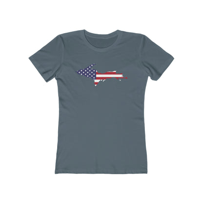 Michigan Upper Peninsula T-Shirt (w/UP MI USA Flag Outline) | Women's Boyfriend Cut