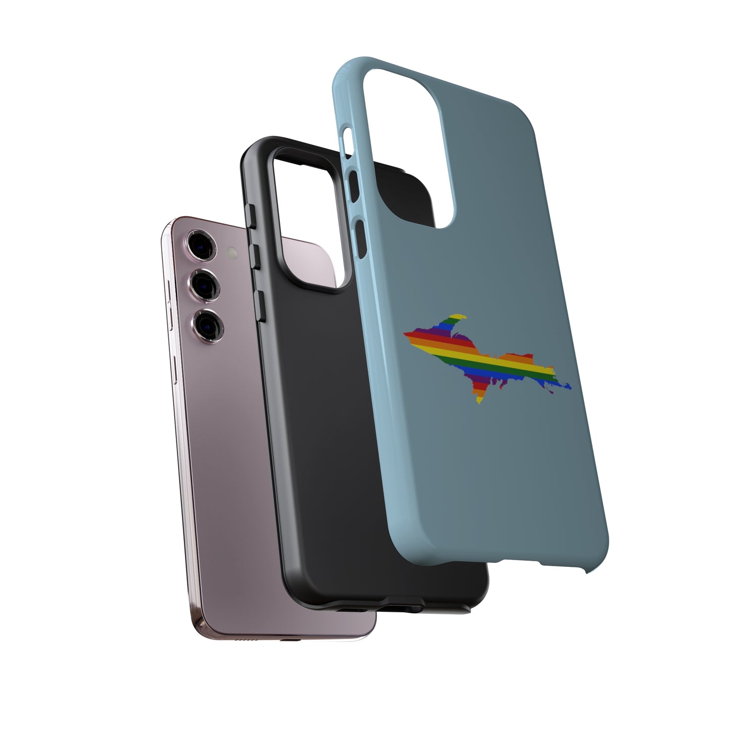 Michigan Upper Peninsula Tough Phone Case (Opal Blue w/ UP Pride Flag Outline) | Samsung & Pixel Android