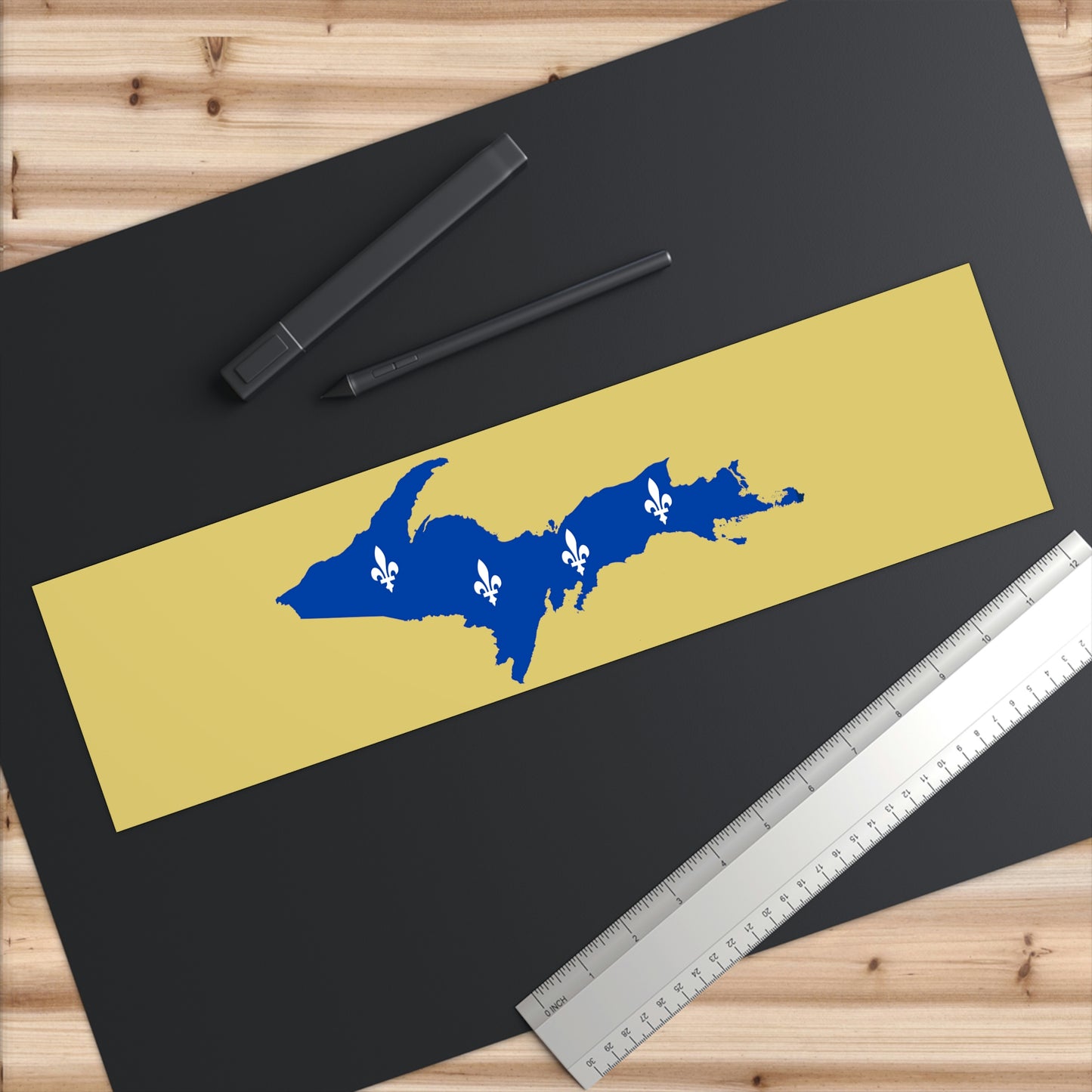 Michigan Upper Peninsula Bumper Stickers (w/ UP Quebec Flag Outline) | Plum Yellow Background