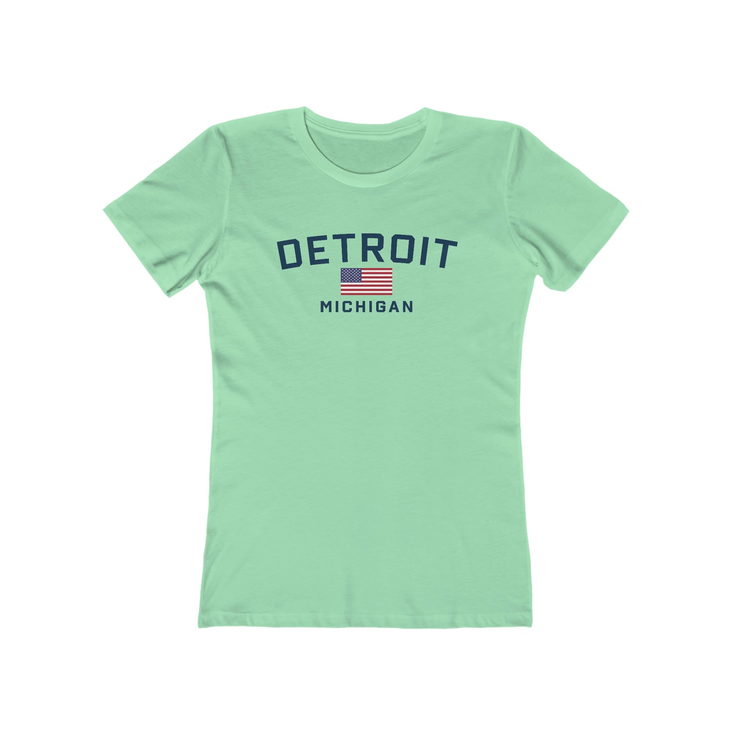 'Detroit Michigan' T-Shirt (w/USA Flag Outline) | Women's Boyfriend Cut