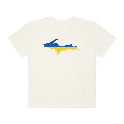 Michigan Upper Peninsula T-Shirt (w/ UP Ukraine Flag Outline) | Unisex Garment-Dyed