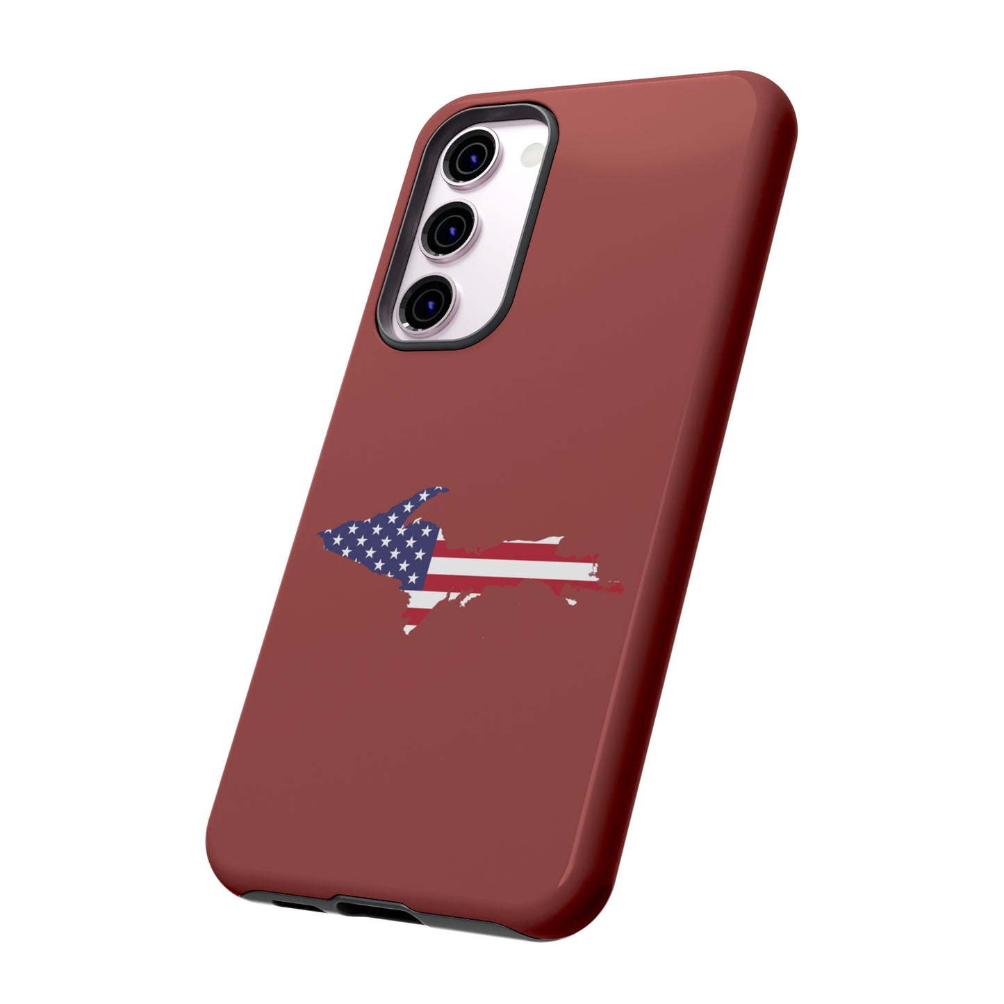 Michigan Upper Peninsula Tough Phone Case (Ore Dock Red w/ UP USA Flag Outline) | Samsung & Pixel Android