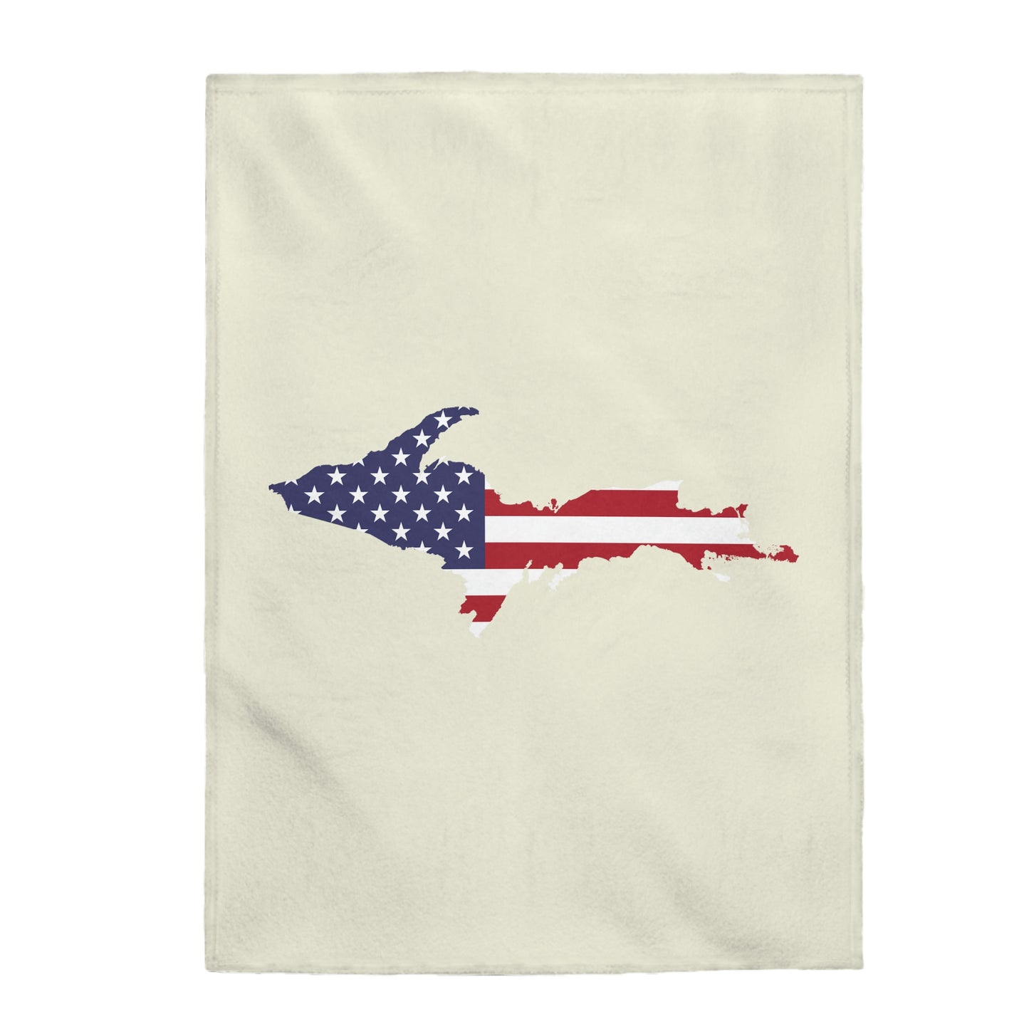 Michigan Upper Peninsula Plush Blanket (w/ UP USA Flag Outline) | Ivory White