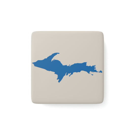 Michigan Upper Peninsula Porcelain Magnet (Canvas Color w/ Azure UP Outline)