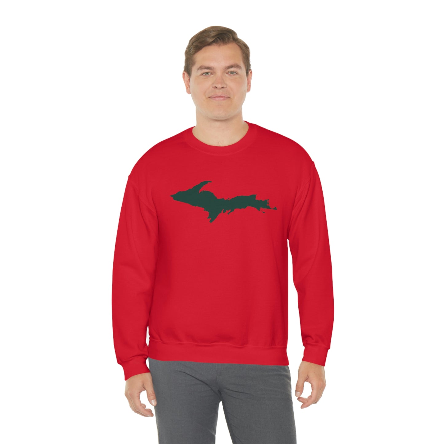 Michigan Upper Peninsula Sweatshirt (w/ Green UP Outline) | Unisex Standard