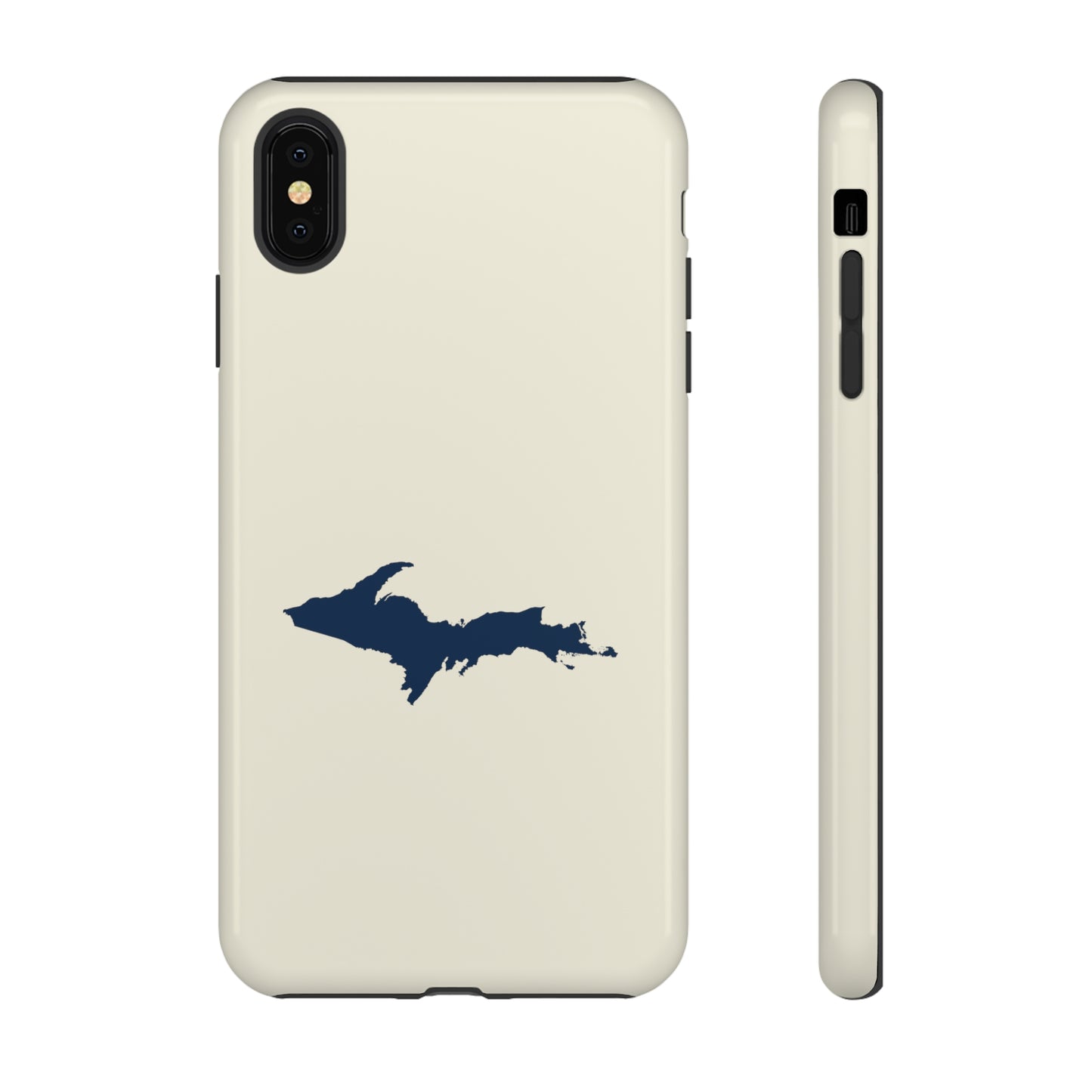 Michigan Upper Peninsula Tough Phone Case (Ivory w/ UP Outline) | Apple iPhone