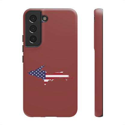 Michigan Upper Peninsula Tough Phone Case (Ore Dock Red w/ UP USA Flag Outline) | Samsung & Pixel Android