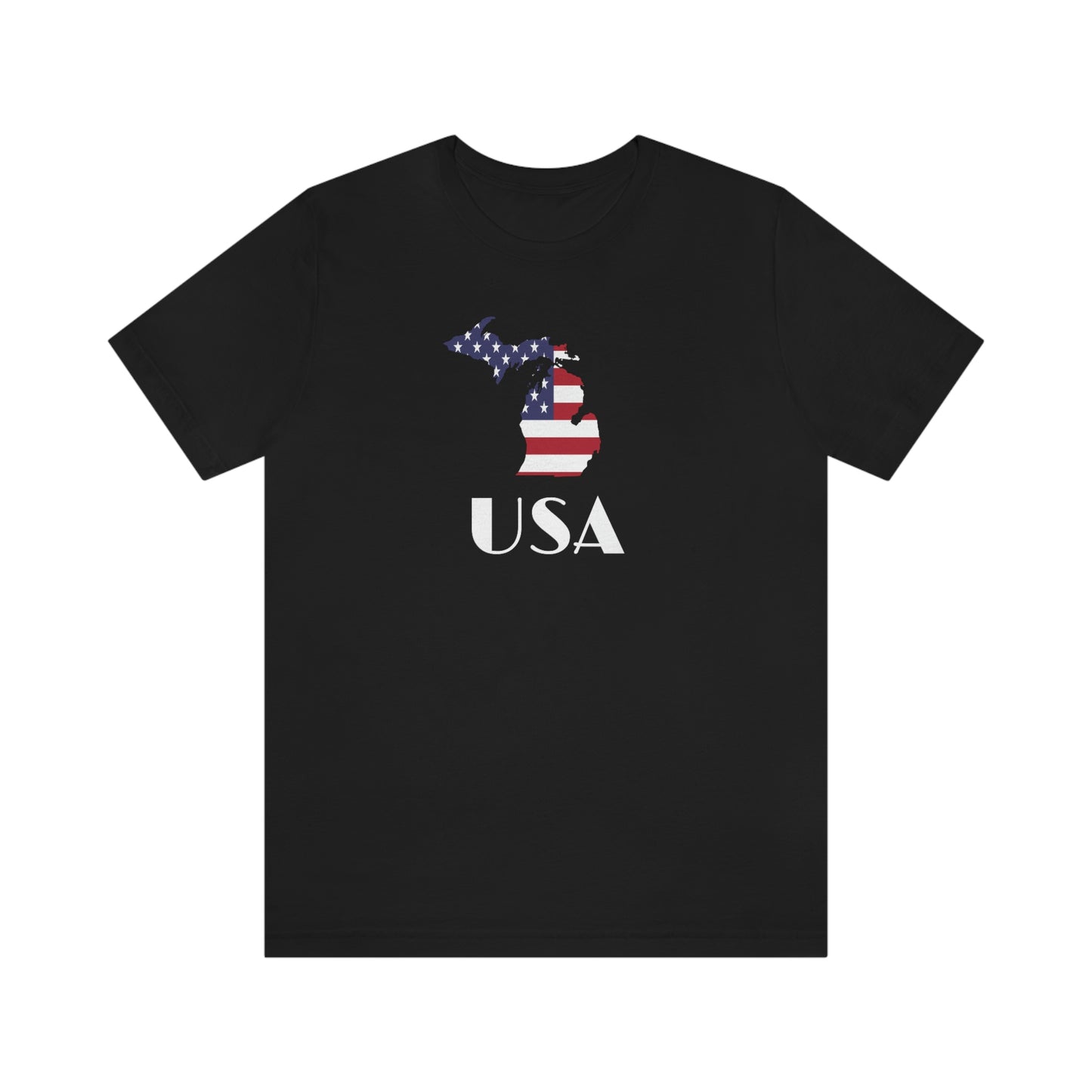 Michigan 'USA' T-Shirt (w/ MI USA Flag Outline) | Unisex Standard Fit