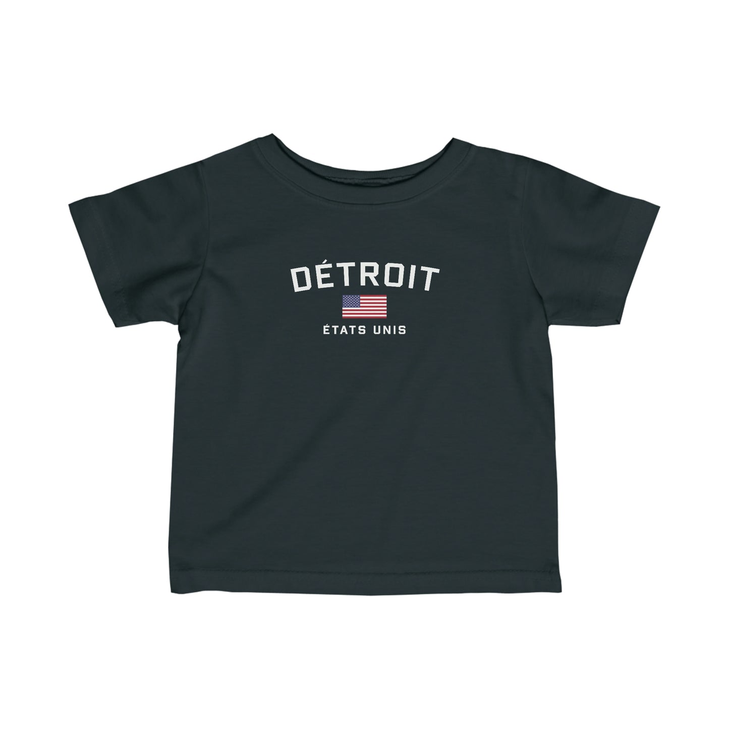 'Détroit États Unis' T-Shirt (w/USA Flag Outline) |  Infant Short Sleeve