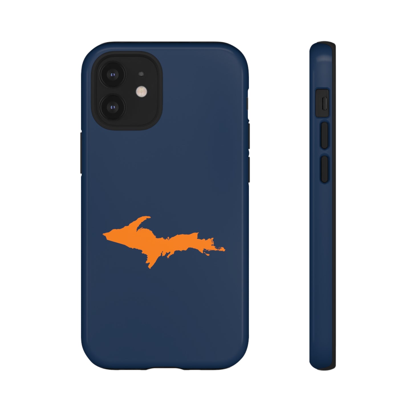 Michigan Upper Peninsula Tough Phone Case (Navy w/ Orange UP Outline) | Apple iPhone