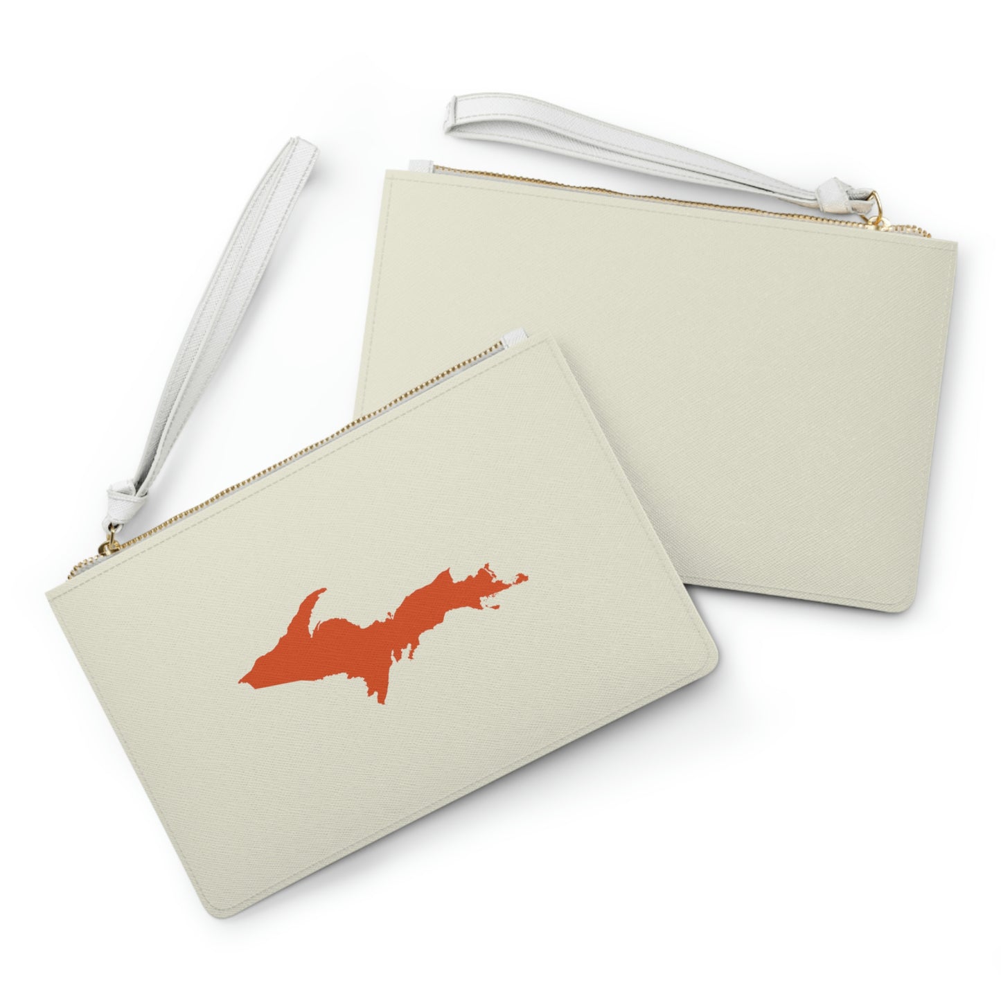 Michigan Upper Peninsula Clutch Bag (Ivory Color w/ Maple Leaf Orange UP Outline)