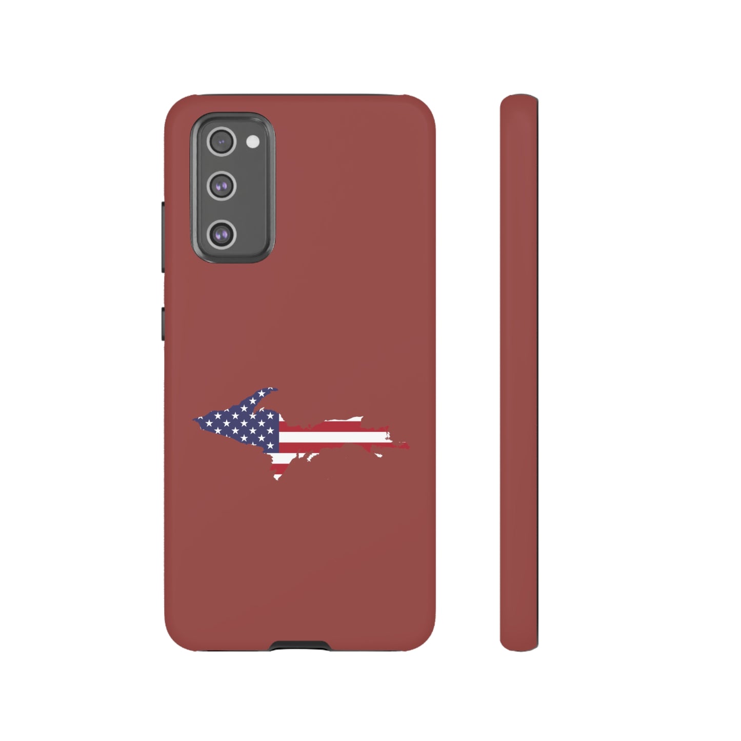 Michigan Upper Peninsula Tough Phone Case (Ore Dock Red w/ UP USA Flag Outline) | Samsung & Pixel Android