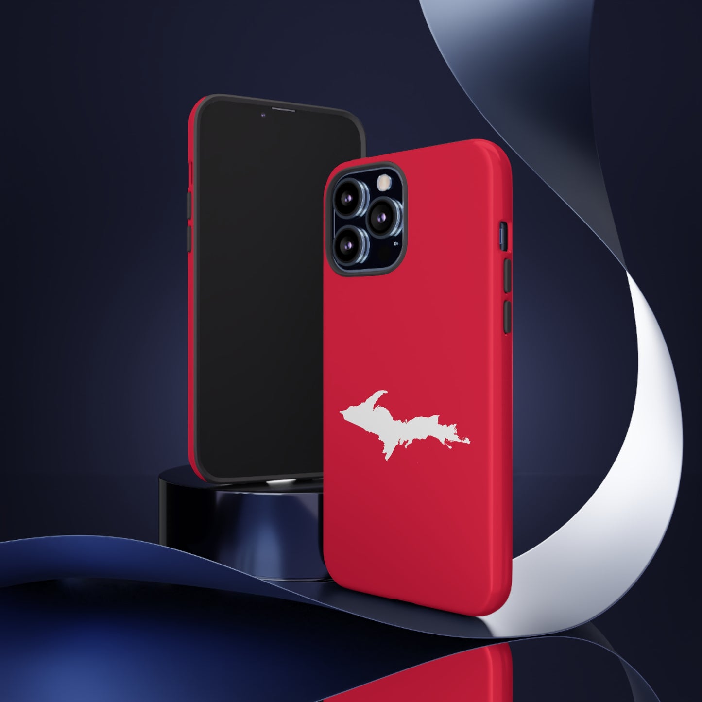 Michigan Upper Peninsula Tough Phone Case (Lighthouse Red w/ UP Outline) | Apple iPhone