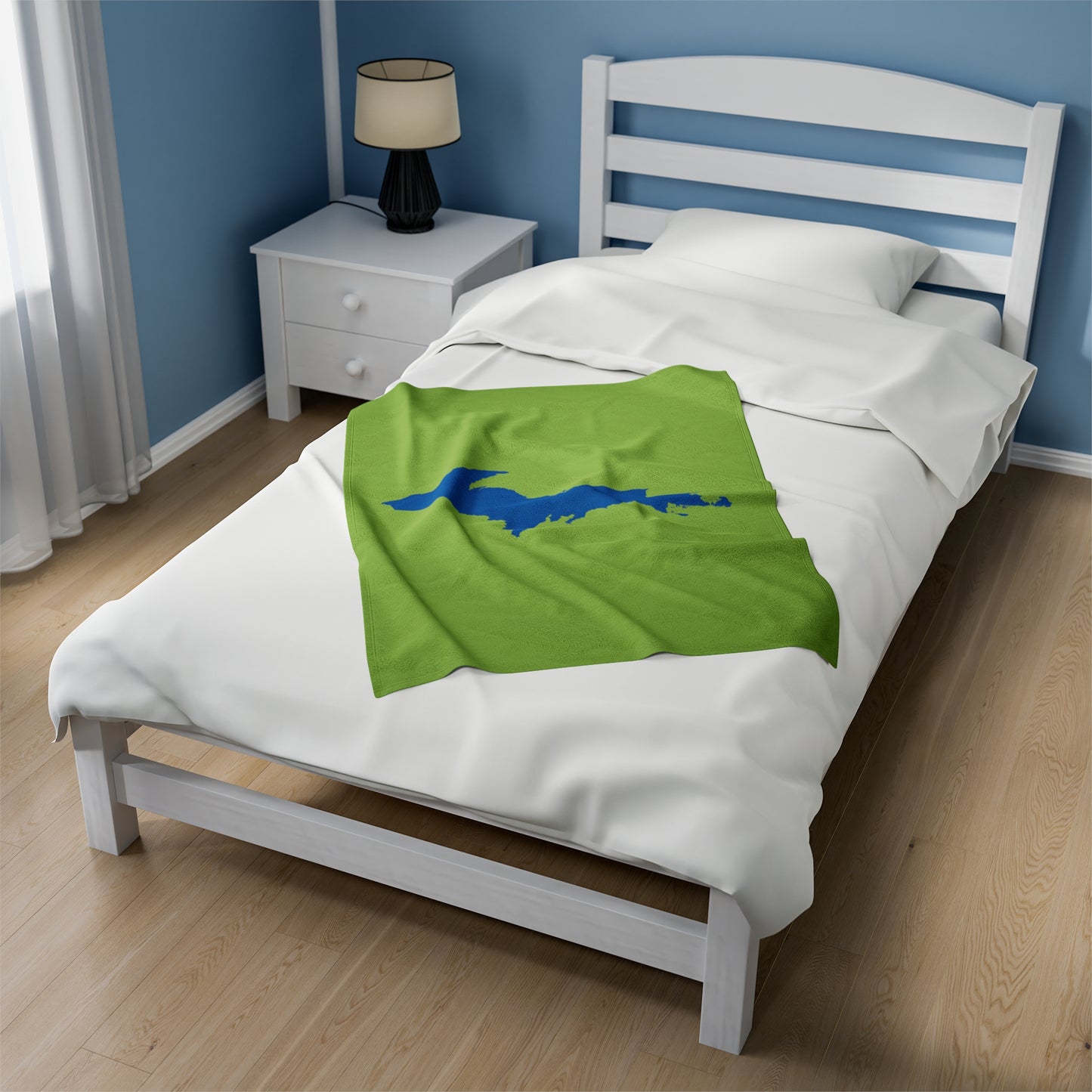 Michigan Upper Peninsula Plush Blanket (w/ Azure UP Outline) | Gooseberry Green