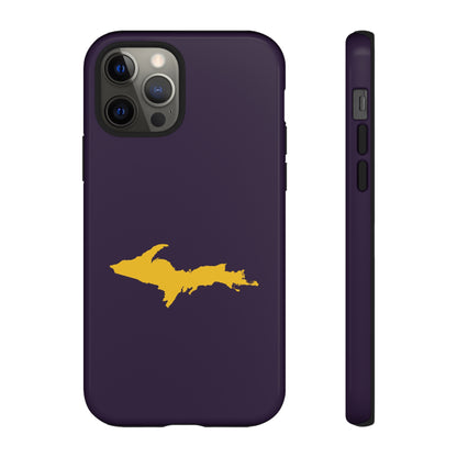 Michigan Upper Peninsula Tough Phone Case (Blackcurrant w/ Gold UP Outline) | Apple iPhone