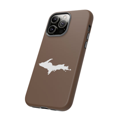 Michigan Upper Peninsula Tough Phone Case (Coffee Color w/ UP Outline) | Apple iPhone