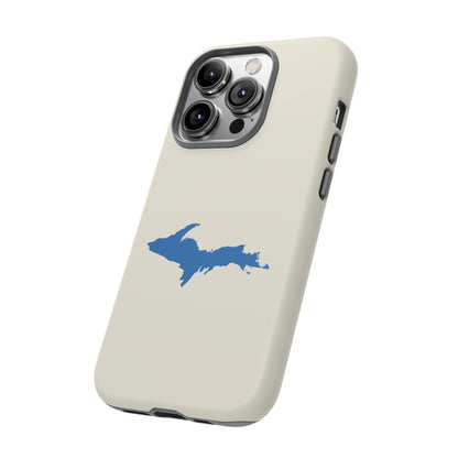 Michigan Upper Peninsula Tough Phone Case (Ivory Color w/ Azure UP Outline) | Apple iPhone