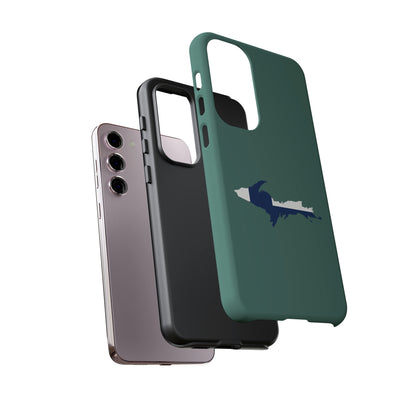 Michigan Upper Peninsula Tough Phone Case (Copper Green w/ UP Finland Flag Outline) | Samsung & Pixel Android