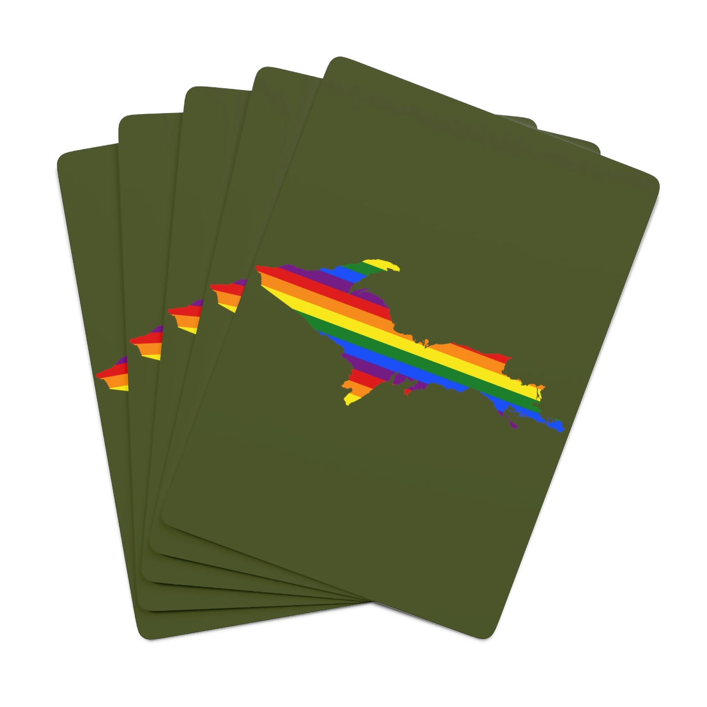 Michigan Upper Peninsula Poker Cards (Army Green w/ UP Pride Flag Outline)