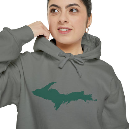 Michigan Upper Peninsula Hoodie (w/ Green UP Outline) | Unisex Garment-Dyed