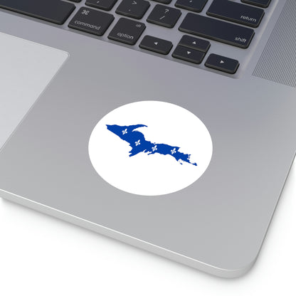 Michigan Upper Peninsula Round Stickers (w/ UP Quebec Flag Outline) | Indoor\Outdoor