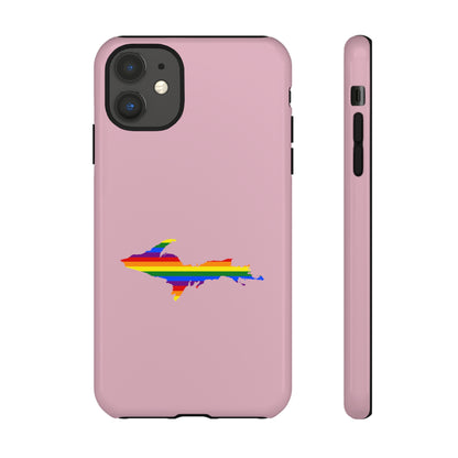 Michigan Upper Peninsula Tough Phone Case (Pink w/ UP Pride Flag Outline) | Apple iPhone