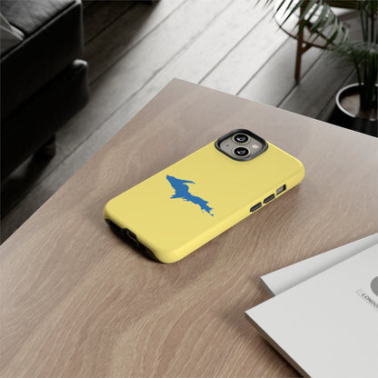 Michigan Upper Peninsula Tough Phone Case (Yellow Cherry w/ Azure UP Outline) | Apple iPhone