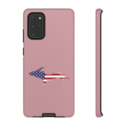 Michigan Upper Peninsula Tough Phone Case (Cherry Blossom Pink w/ UP USA Flag Outline) | Samsung & Pixel Android