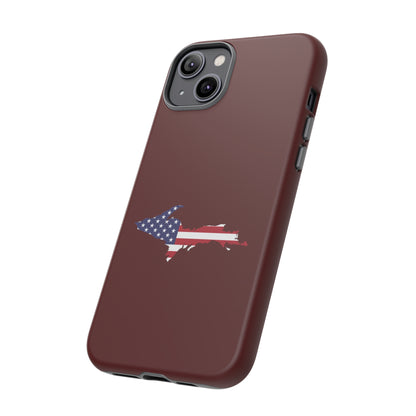 Michigan Upper Peninsula Tough Phone Case (Cherrywood Color w/ UP USA Outline) | Apple iPhone