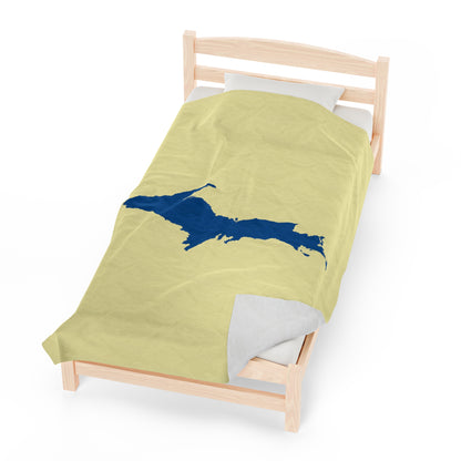 Michigan Upper Peninsula Plush Blanket (w/ Azure UP Outline) | Canary Yellow