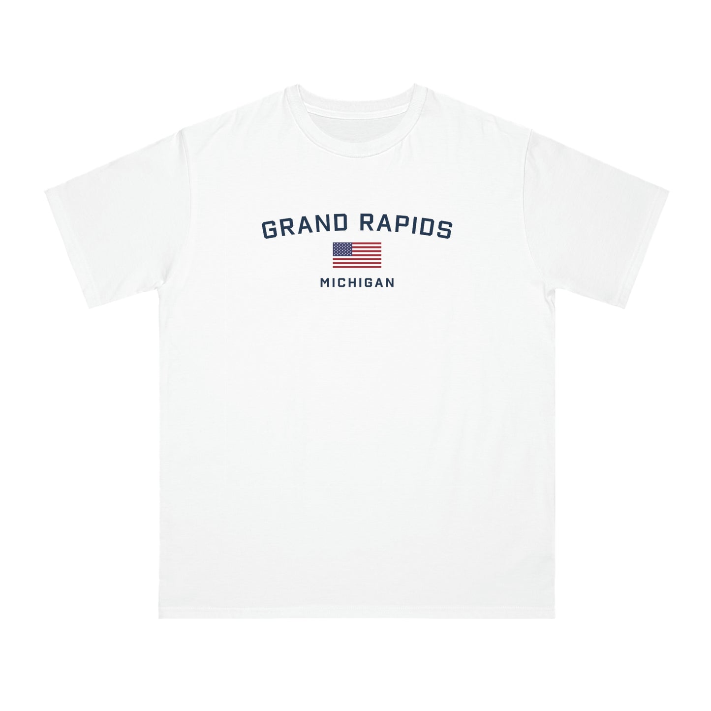 'Grand Rapids Michigan' T-Shirt (w/USA Flag Outline | Organic Unisex