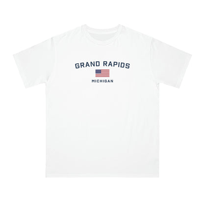 'Grand Rapids Michigan' T-Shirt (w/USA Flag Outline | Organic Unisex