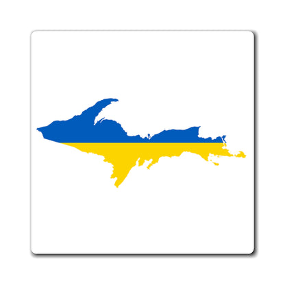 Michigan Upper Peninsula Square Magnet (w/ UP Ukraine Flag Outline)