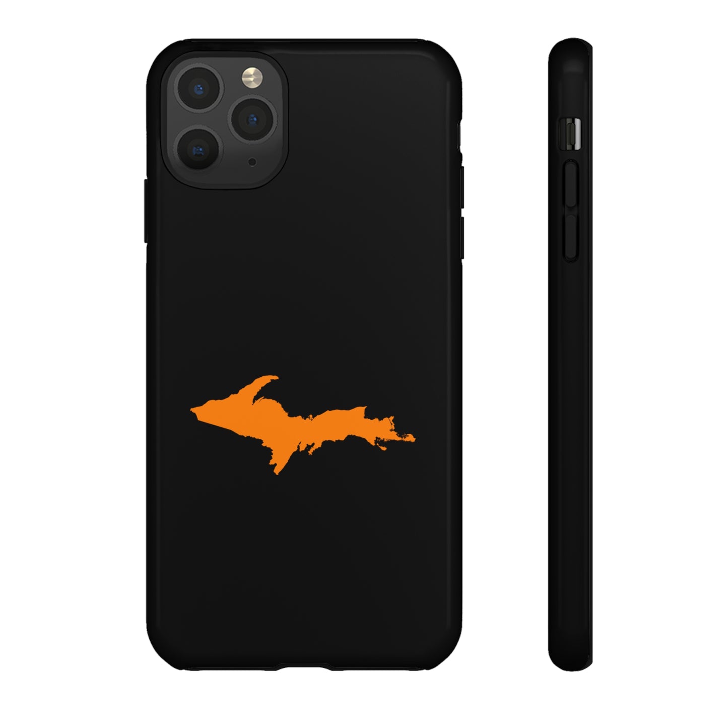 Michigan Upper Peninsula Tough Phone Case (Black w/ Orange UP Outline) | Apple iPhone