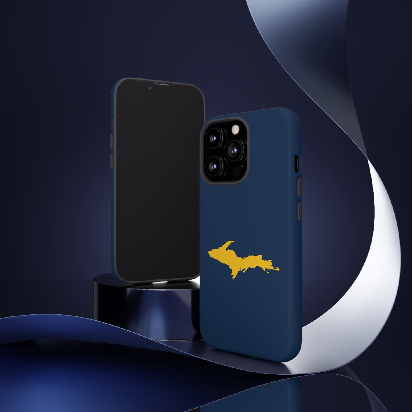 Michigan Upper Peninsula Tough Phone Case (Navy w/ Gold UP Outline) | Apple iPhone