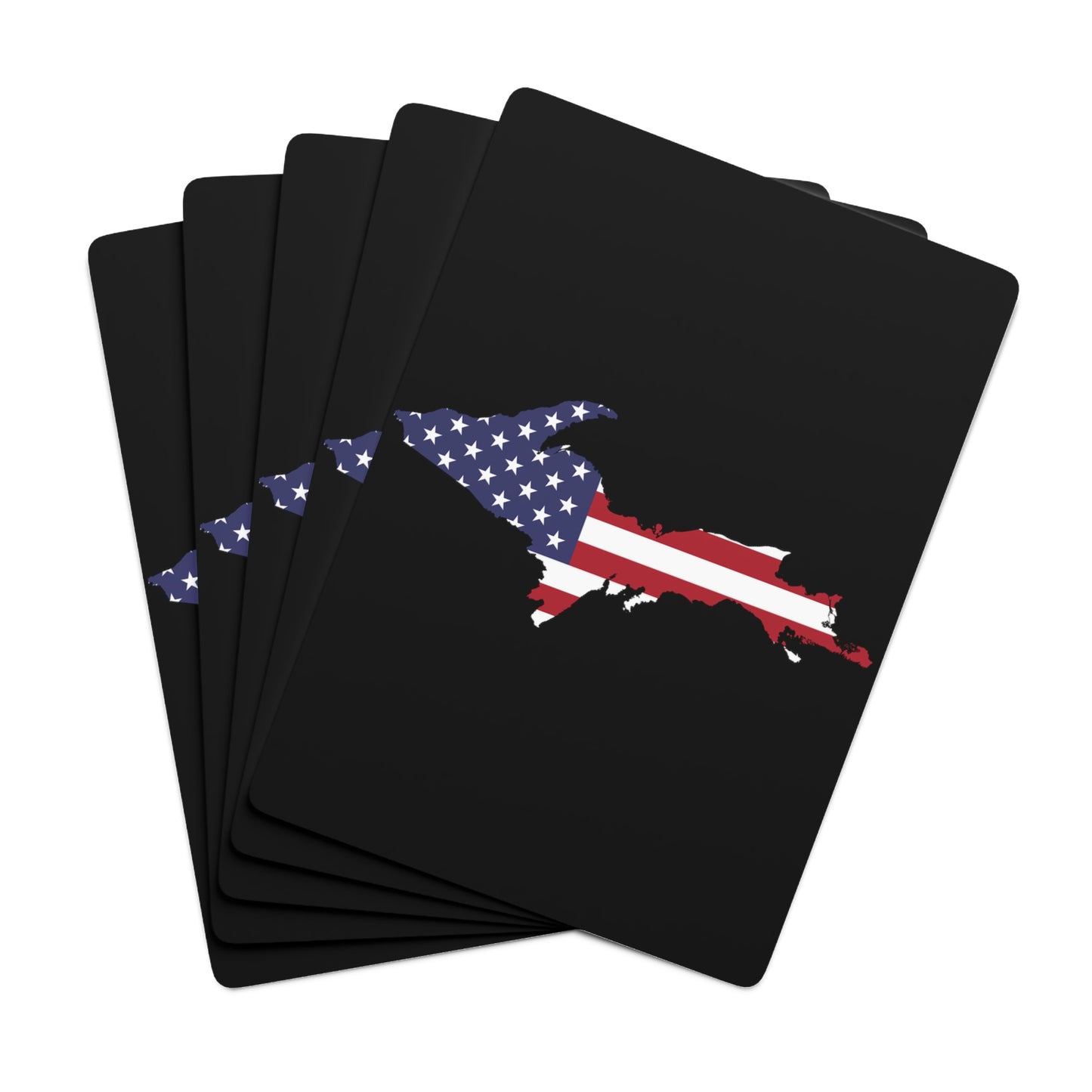 Michigan Upper Peninsula Poker Cards (Black w/ UP USA Flag Outline)