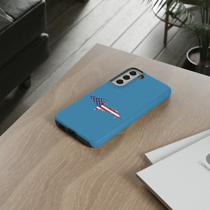 Michigan Upper Peninsula Tough Phone Case (Lake Michigan Blue w/ UP USA Flag Outline) | Samsung & Pixel Android