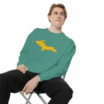 Michigan Upper Peninsula Sweatshirt (w/ Gold UP Outline) | Unisex Garment Dyed