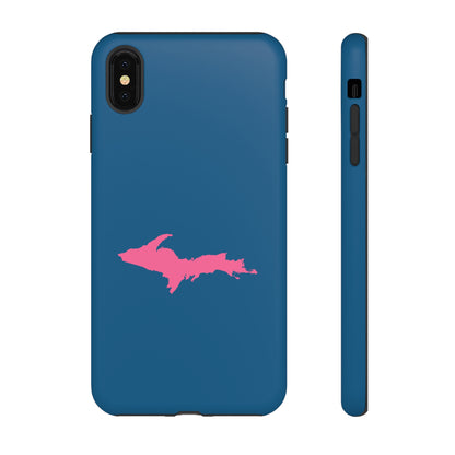 Michigan Upper Peninsula Tough Phone Case (Blueberry w/ Pink UP Outline) | Apple iPhone