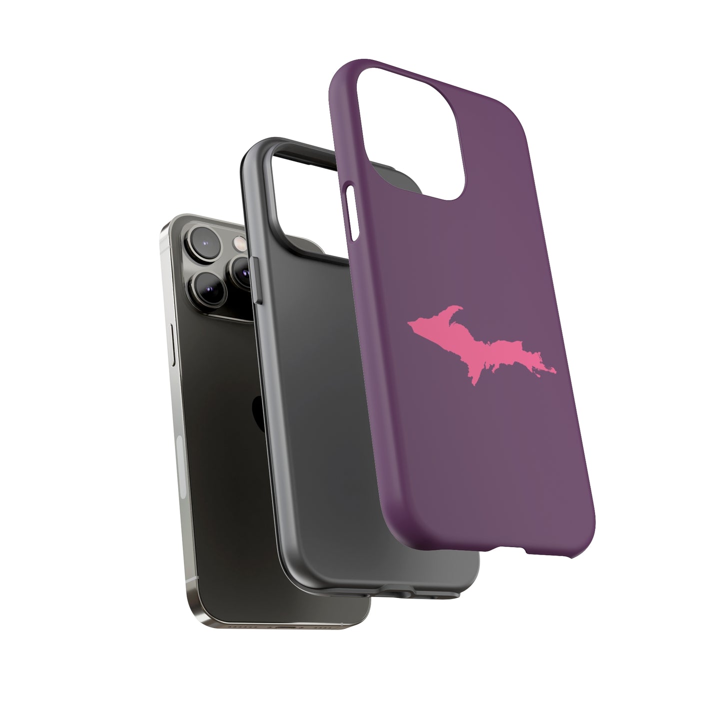 Michigan Upper Peninsula Tough Phone Case (Plum w/ Pink UP Outline) | Apple iPhone