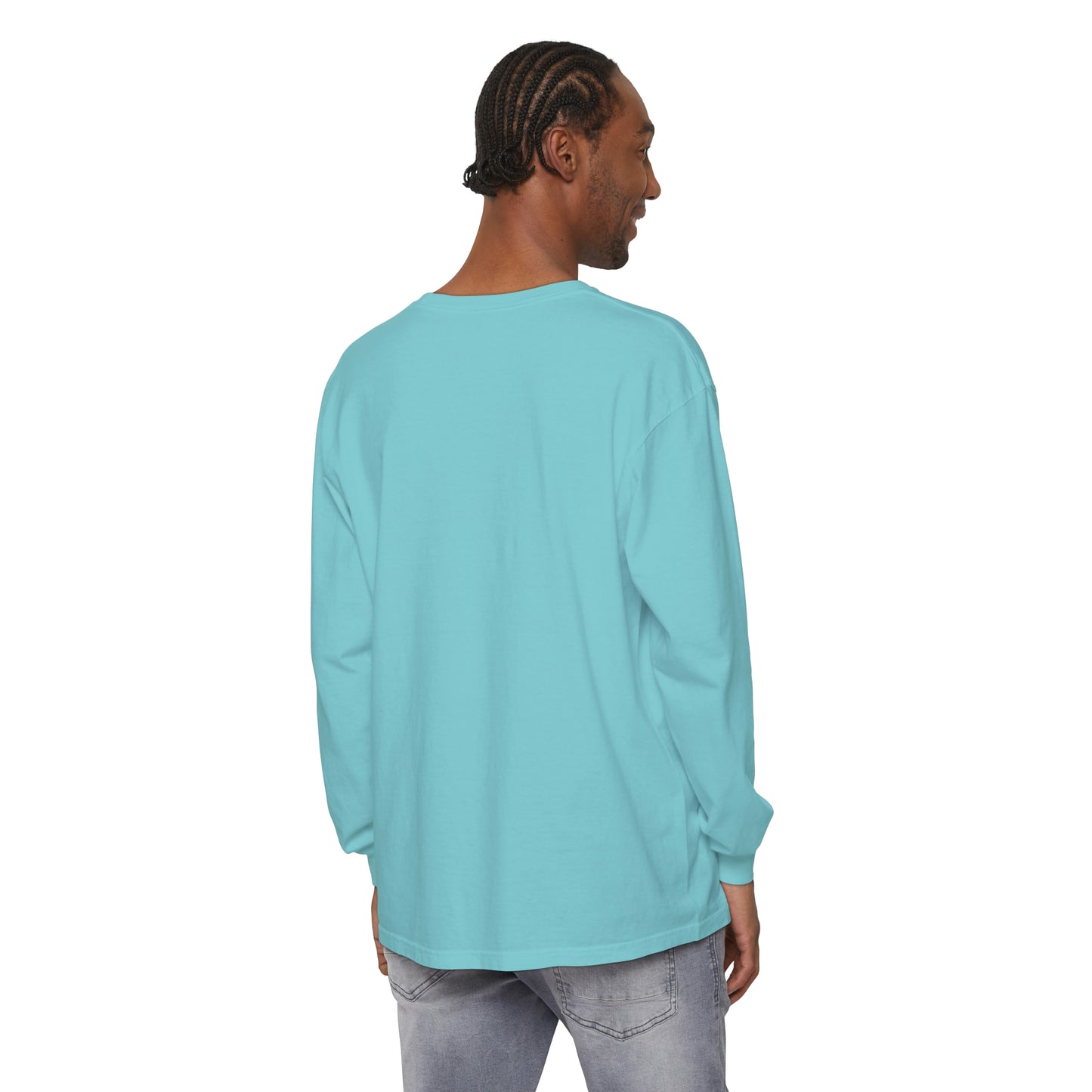 Michigan Upper Peninsula Garment-Dyed T-Shirt (w/ Azure UP Outline) | Unisex Long Sleeve