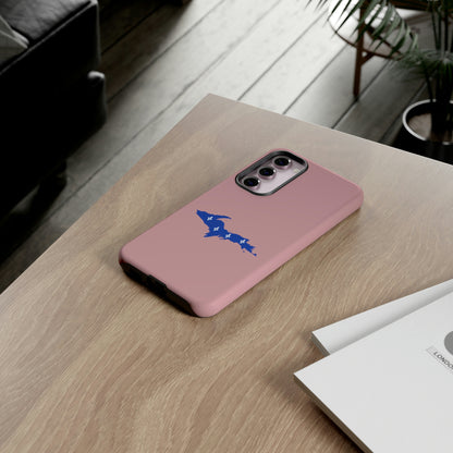 Michigan Upper Peninsula Tough Phone Case (Cherry Blossom Pink w/ UP Quebec Flag Outline) | Samsung & Pixel Android